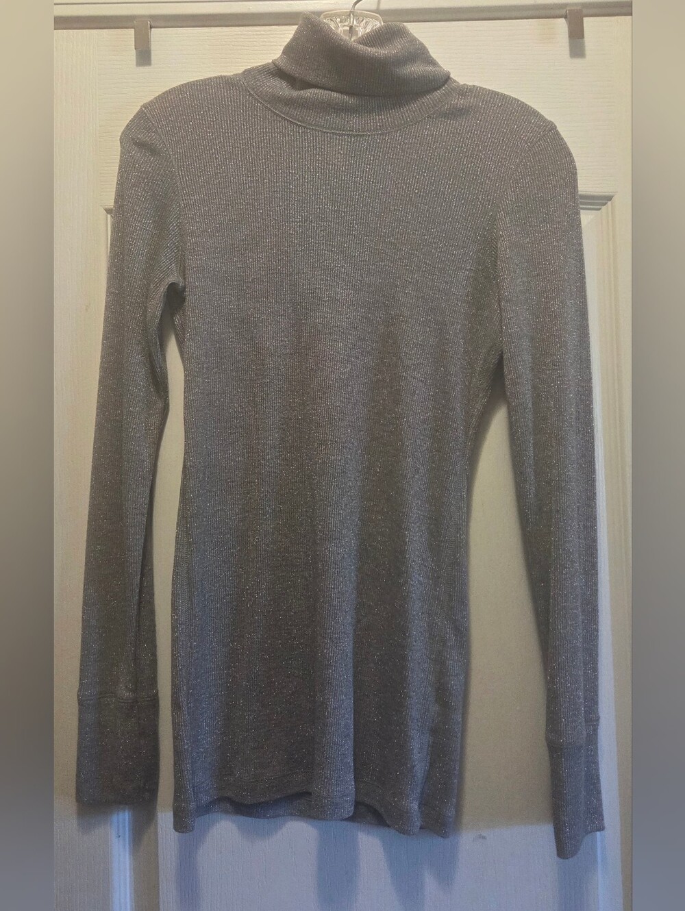 Victoria's Secret Metallic Knit Turtleneck Sweater - Silver